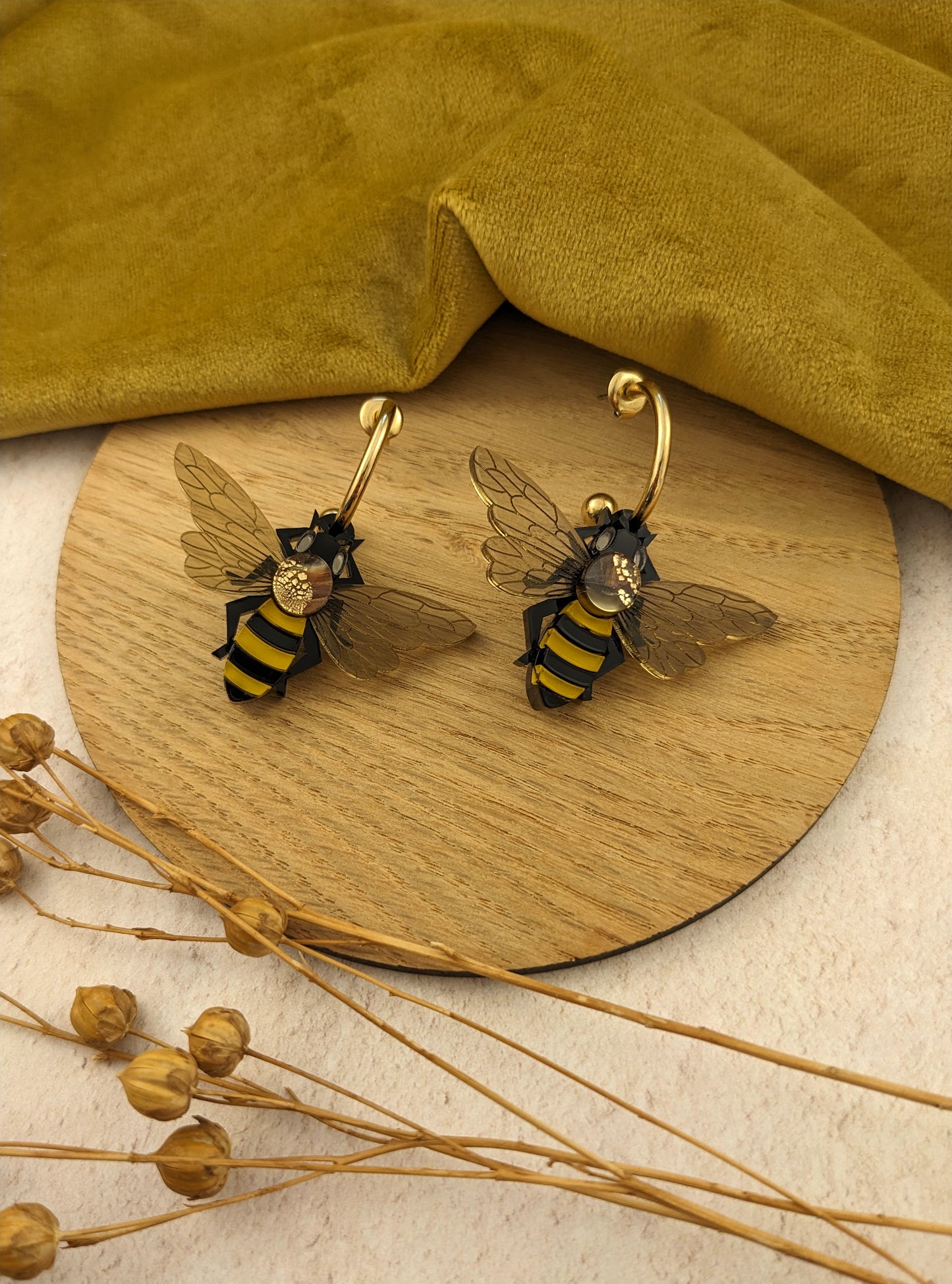 Honey Bee Hoop Earrings