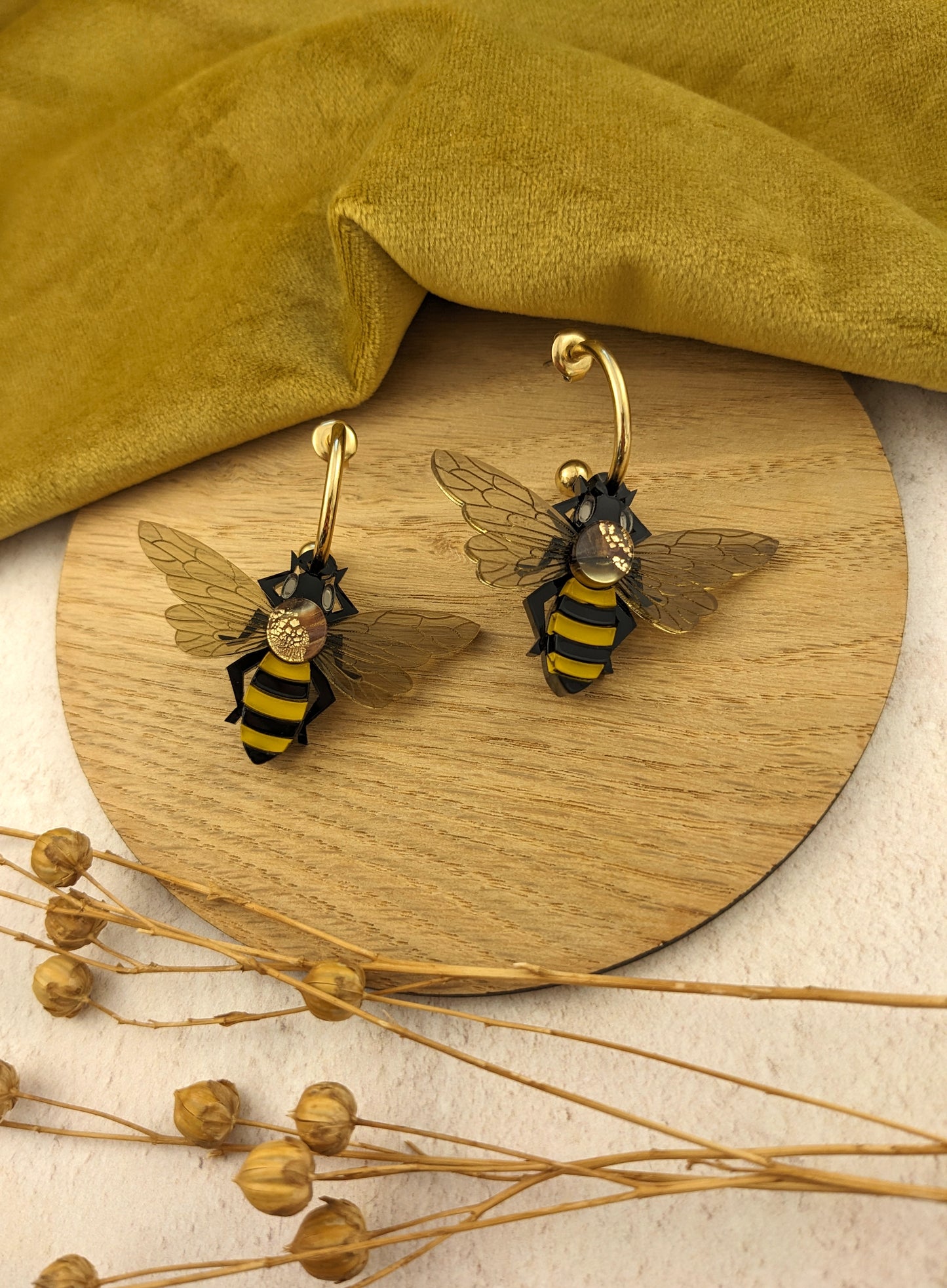 Honey Bee Hoop Earrings