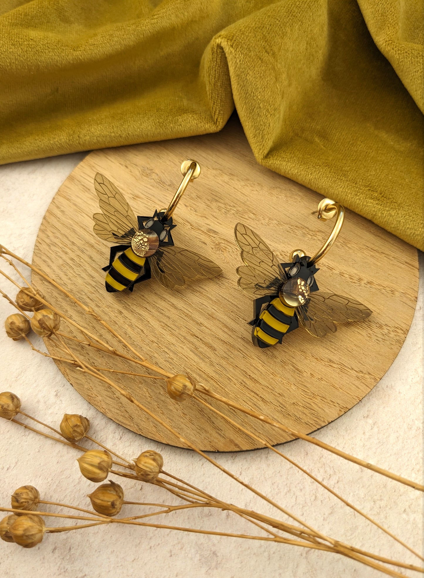 Honey Bee Hoop Earrings