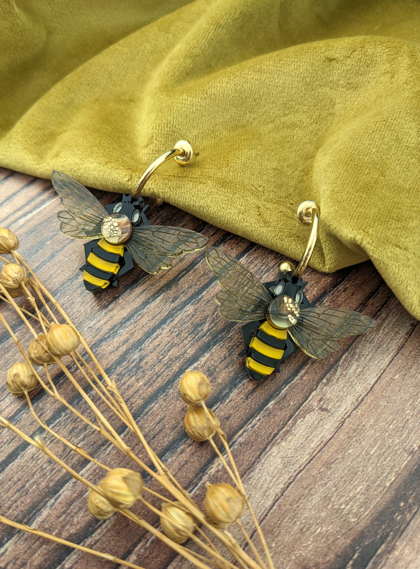 Honey Bee Hoop Earrings