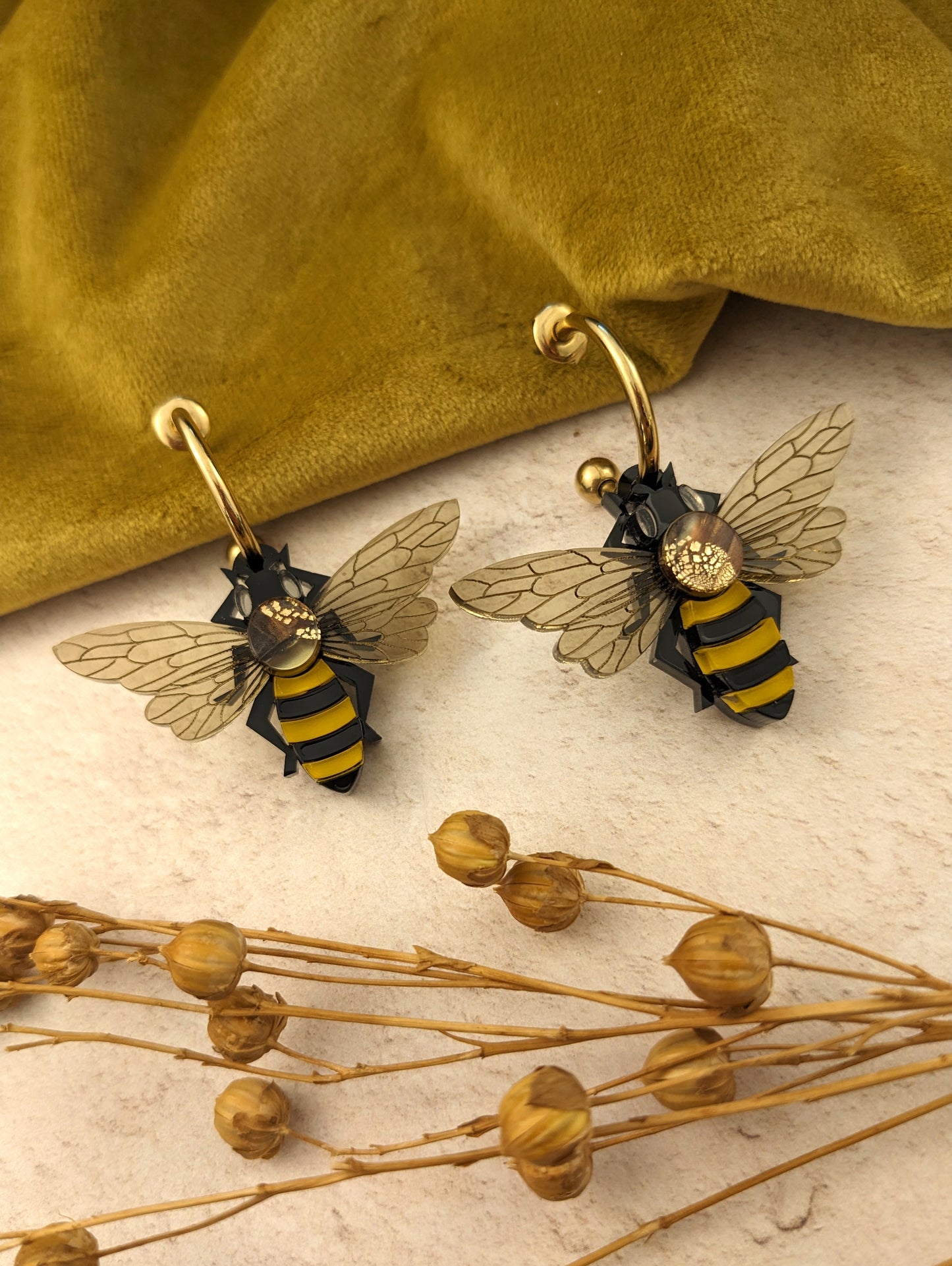 Honey Bee Hoop Earrings