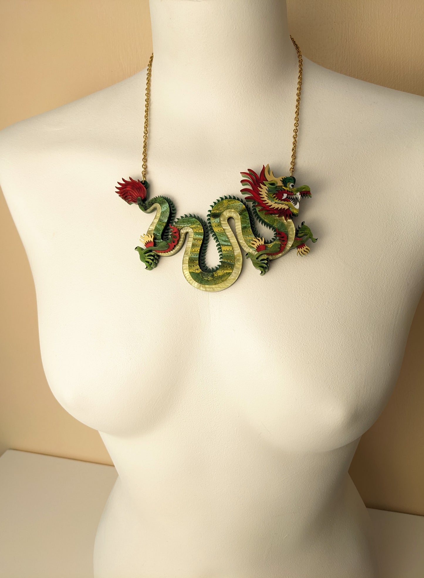 PRE ORDER Small Chinese Dragon Necklace GREEN