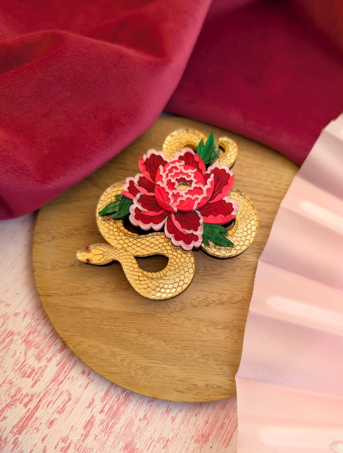 PRE ORDER Snake & Floral Small Brooch GOLD