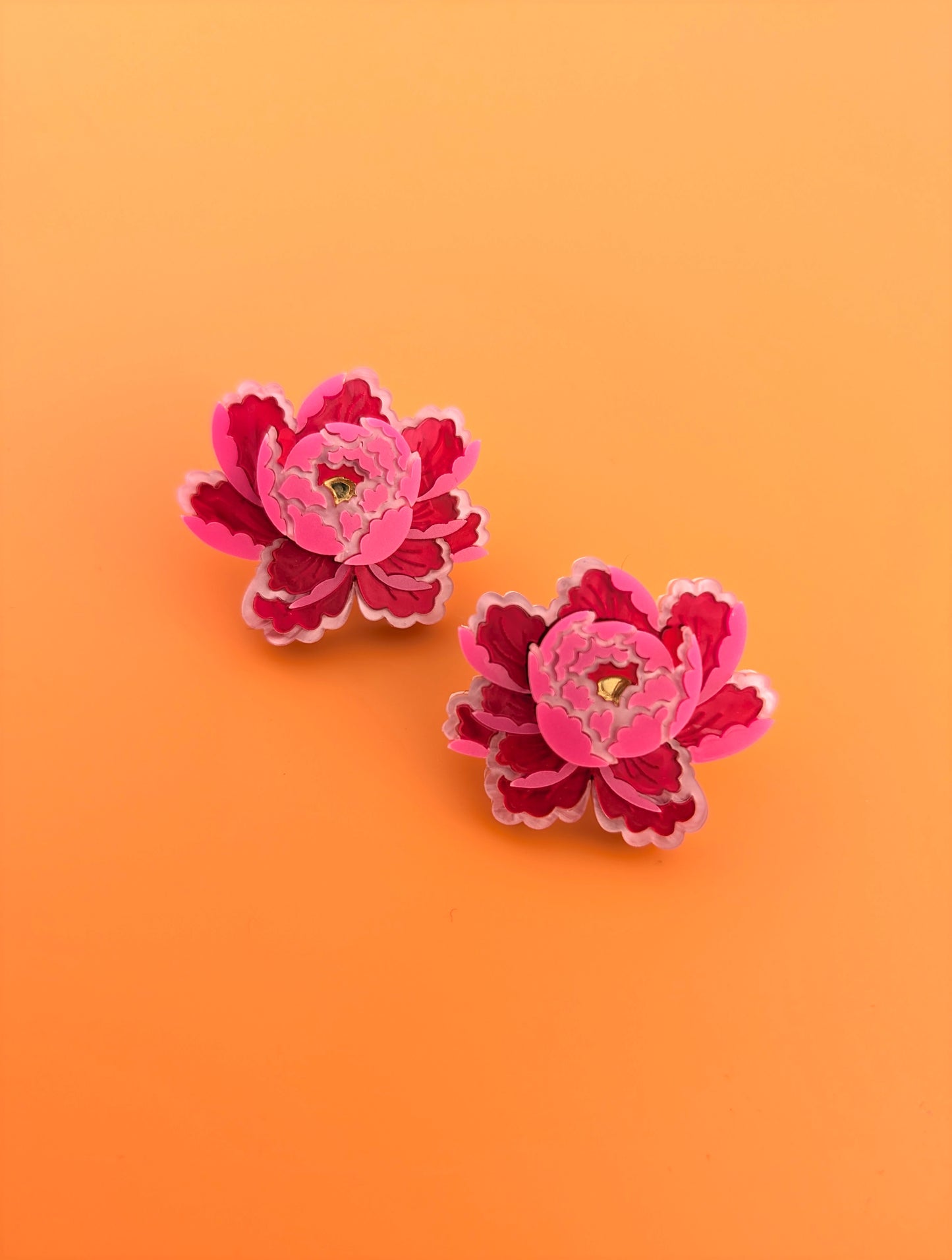 PRE ORDER Peony Inspired Stud Earrings BRIGHT PINK