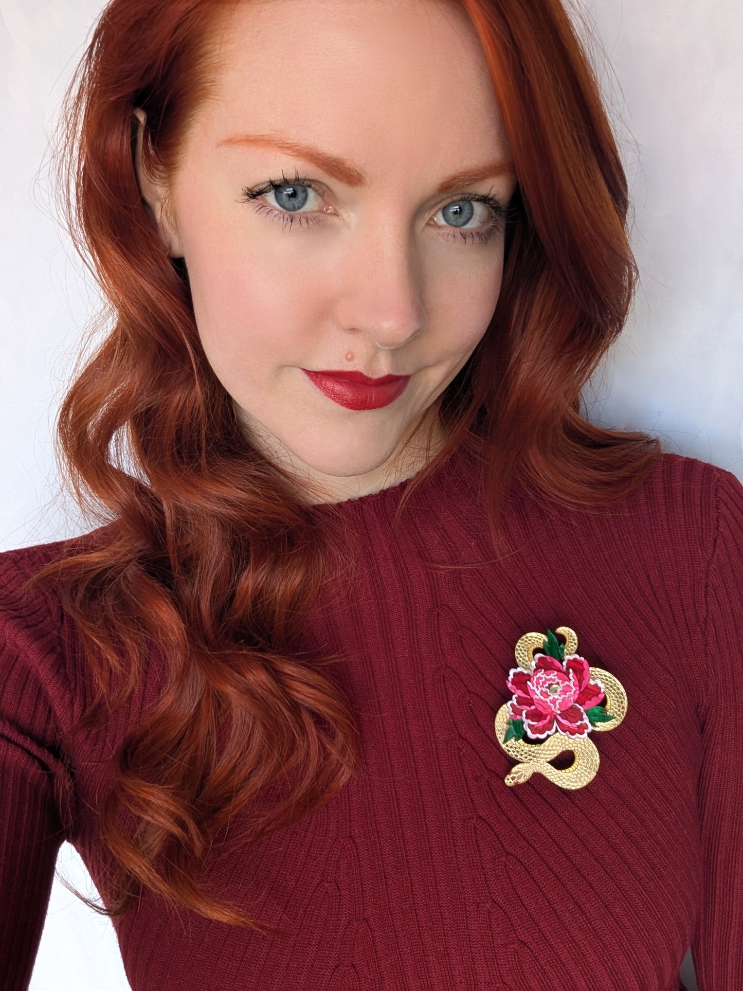 PRE ORDER Snake & Floral Small Brooch GOLD