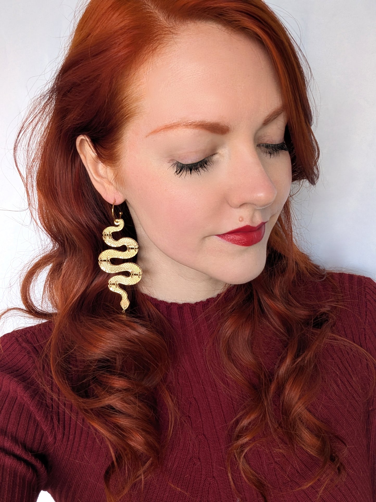 PRE ORDER Statement Snake Earrings - Gold, iridescent, red or silver, green (ask for different coloured tongues via basket notes).