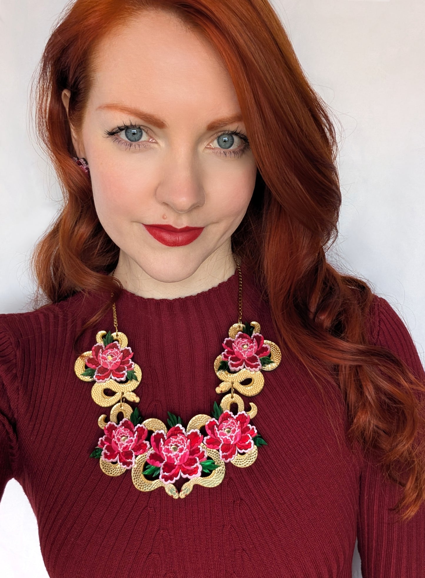 PRE ORDER Statement Snakes & Floral Necklace GOLD