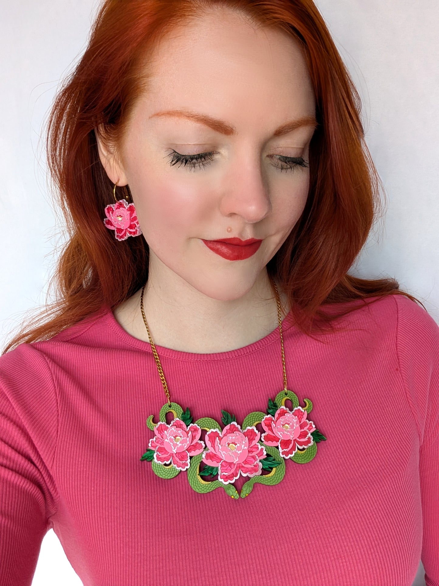 PRE ORDER Snakes & Florals Bib Necklace GREEN