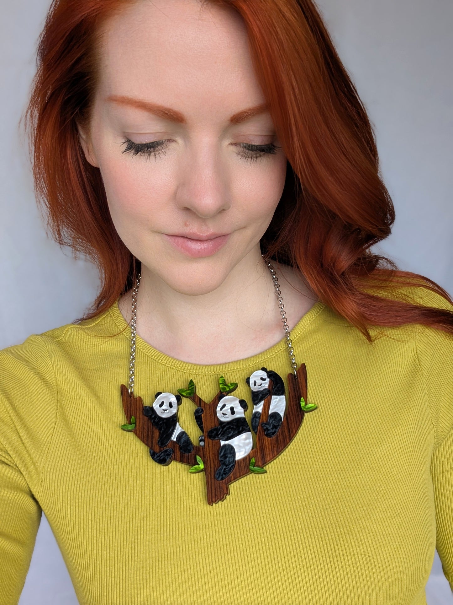 *NEW* PRE ORDER Statement Panda Tree Necklace PEARL MARBLE