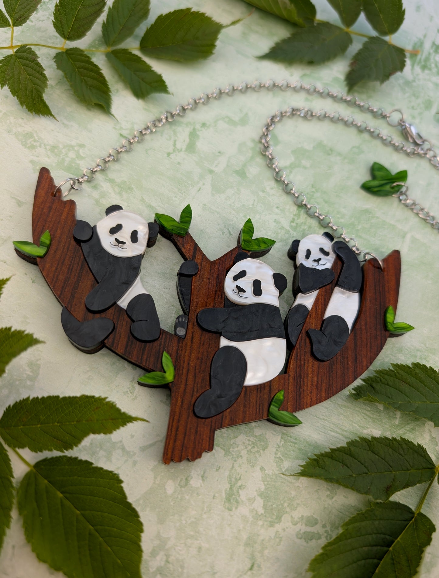 *NEW* PRE ORDER Statement Panda Tree Necklace PEARL MARBLE