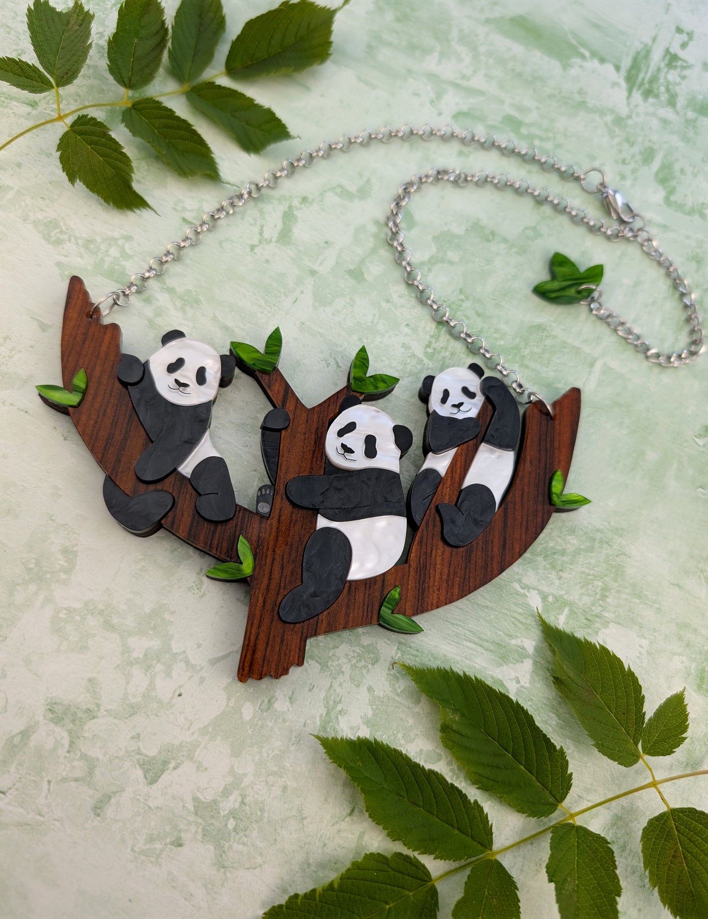 *NEW* PRE ORDER Statement Panda Tree Necklace PEARL MARBLE