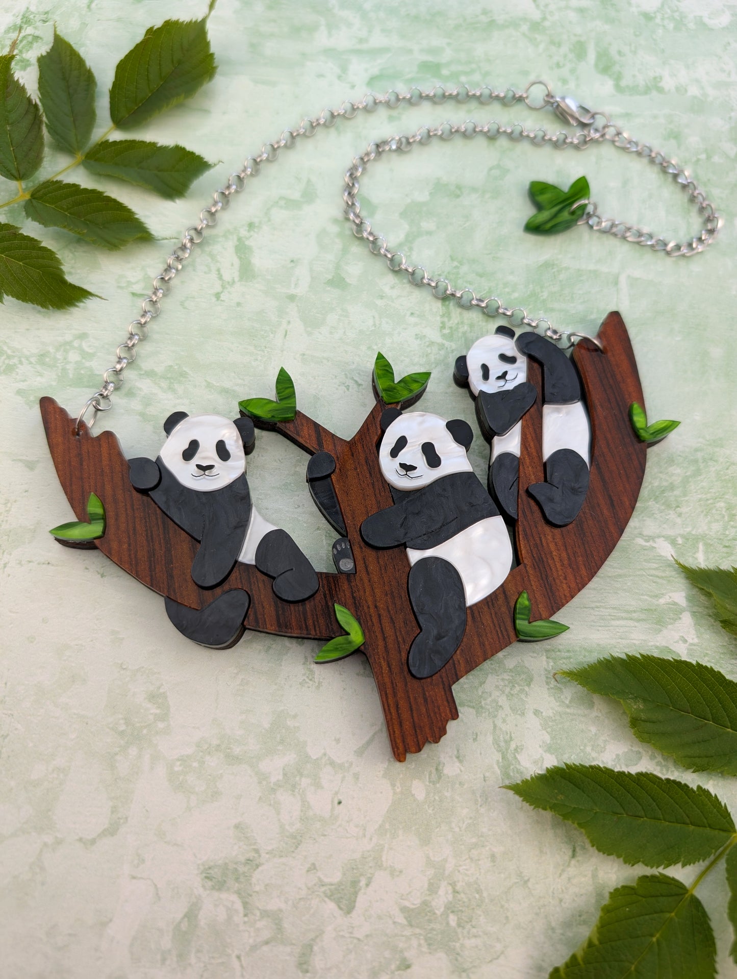 *NEW* PRE ORDER Statement Panda Tree Necklace PEARL MARBLE