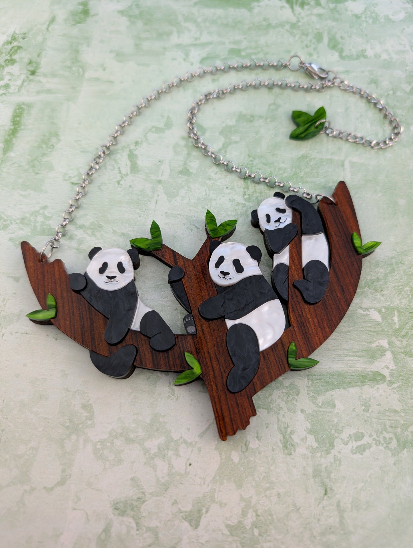 *NEW* PRE ORDER Statement Panda Tree Necklace PEARL MARBLE
