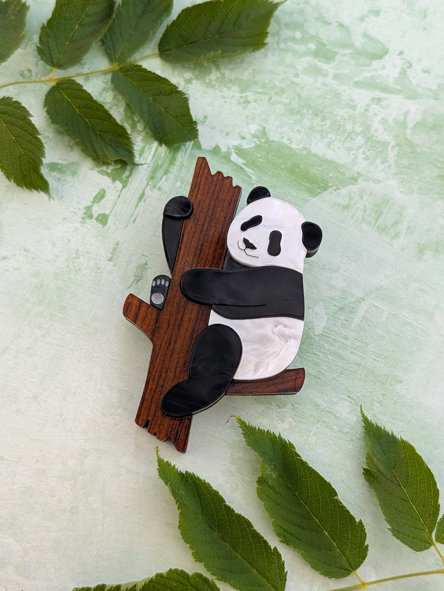 *NEW* PRE ORDER Panda Tree Brooch PEARL MARBLE
