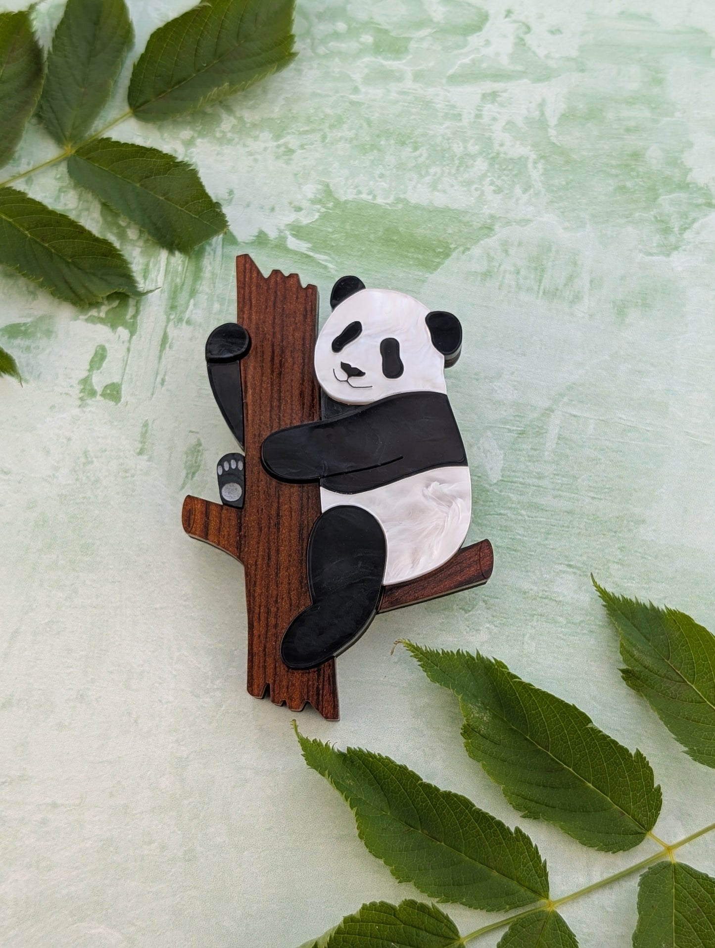 *NEW* PRE ORDER Panda Tree Brooch PEARL MARBLE