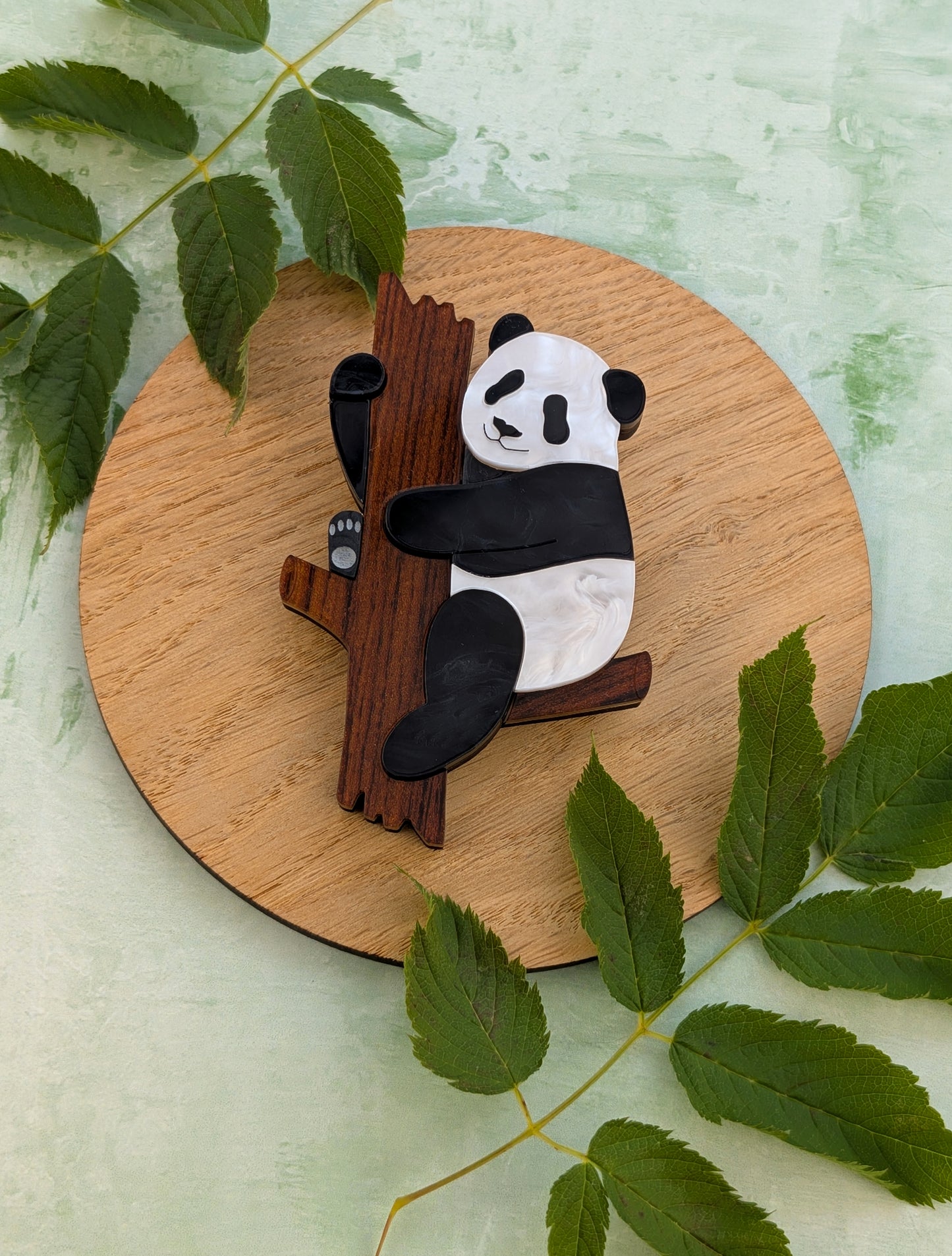 *NEW* PRE ORDER Panda Tree Brooch PEARL MARBLE