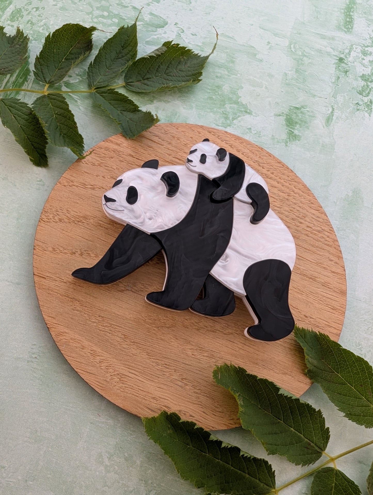*NEW* PRE ORDER Panda Mum Brooch PEARL MARBLE