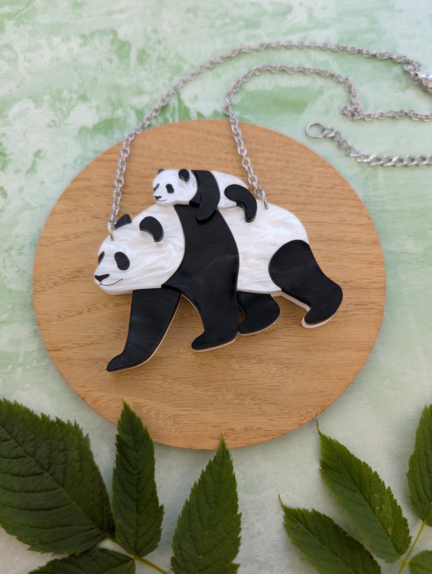 *NEW* PRE ORDER Panda Mum Necklace PEARL MARBLE colourway, 2 Sizes