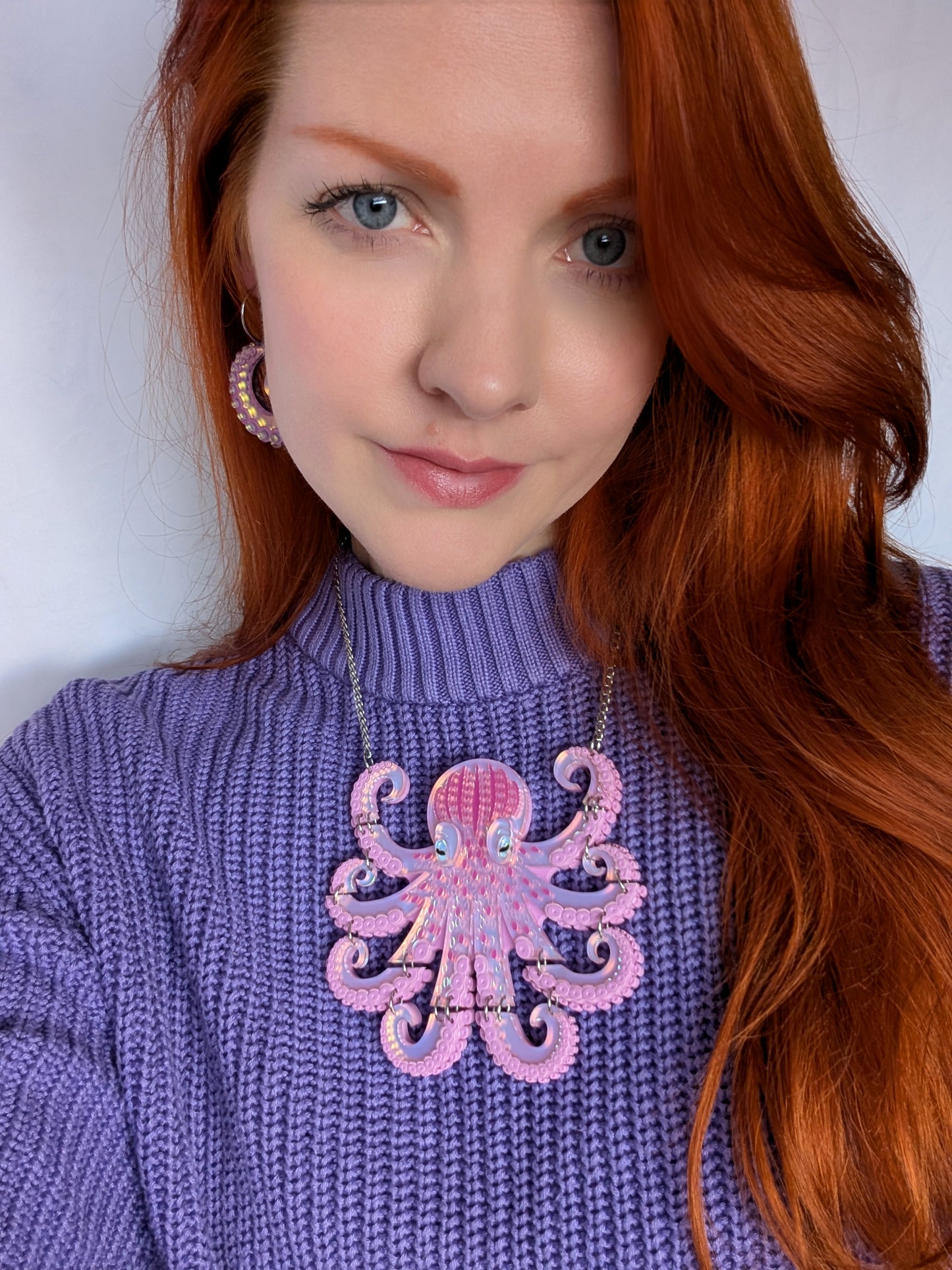 PRE ORDER Medium Octopus Necklace (Articulated) Iridescent LILAC
