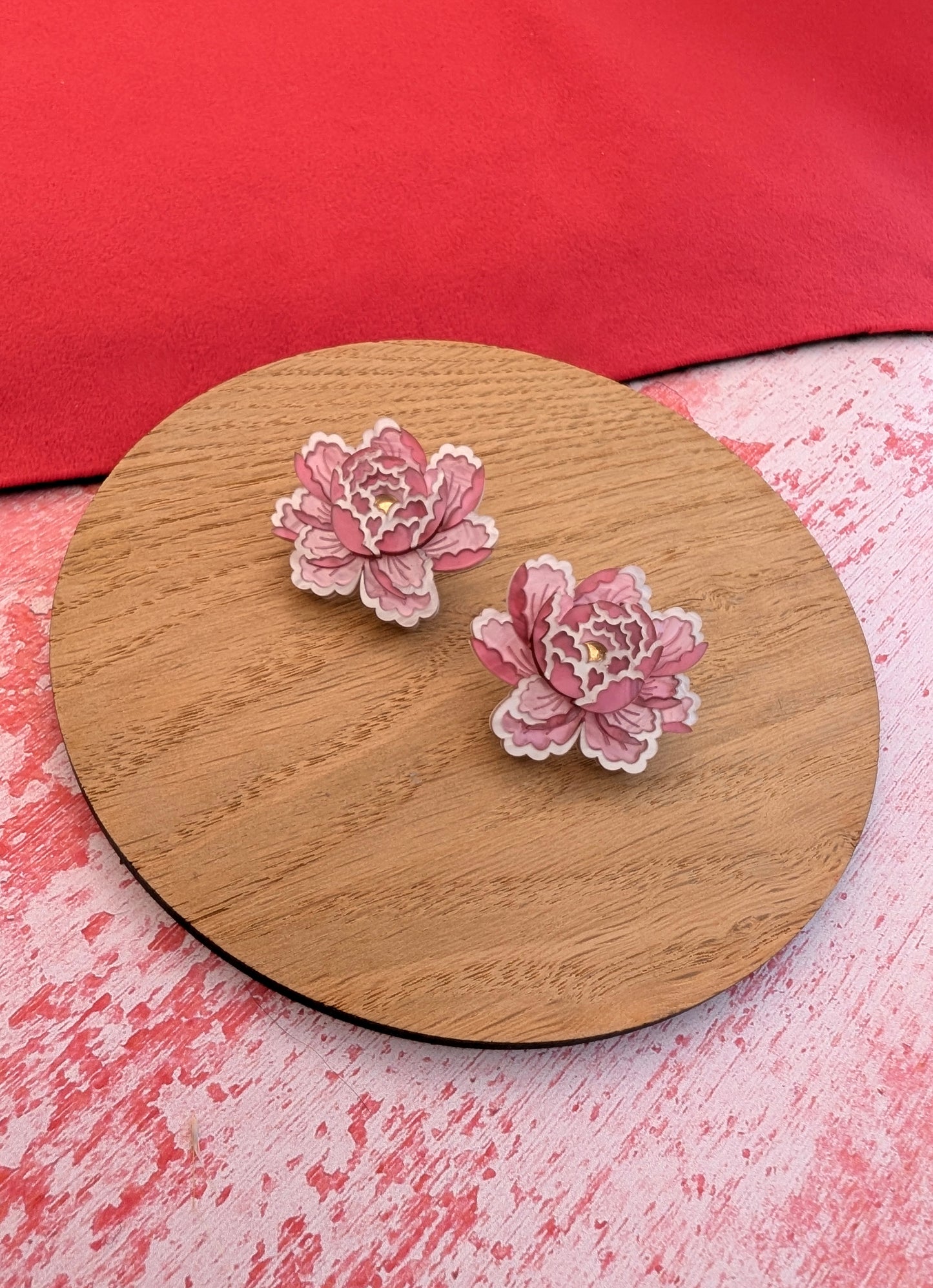 PRE ORDER Peony Inspired Stud Earrings PALE PINK