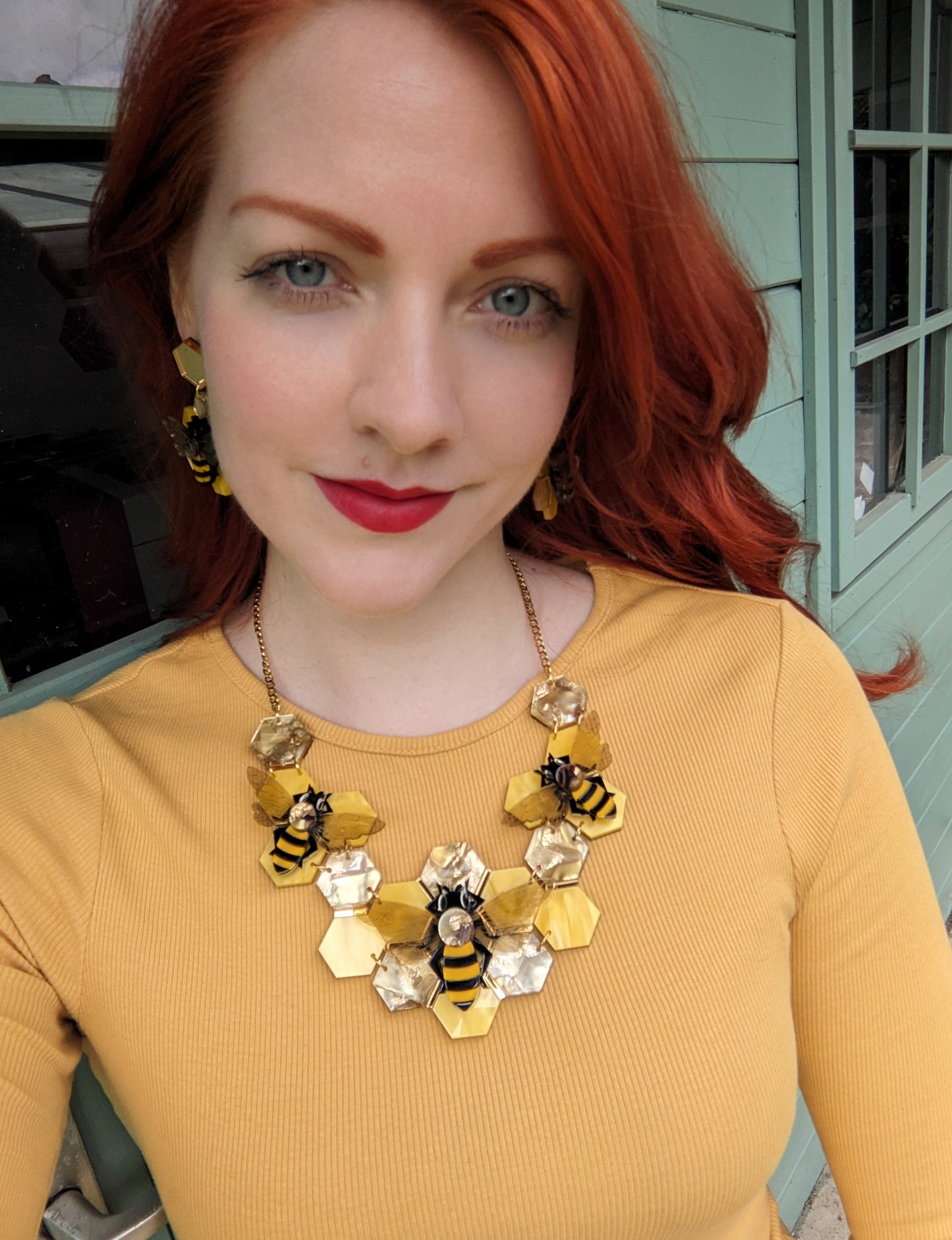 Statement Honey Bee Necklace (new recycled acrylic)