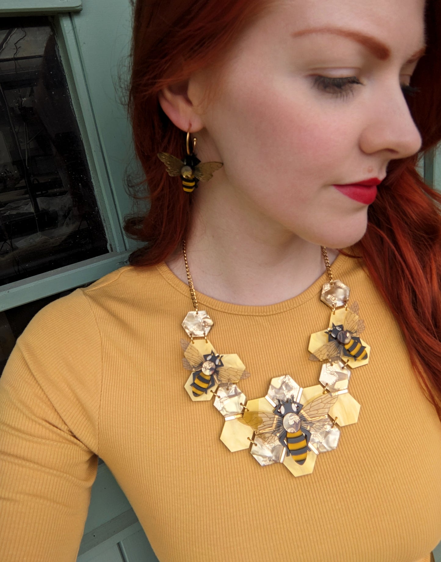 Honey Bee Hoop Earrings