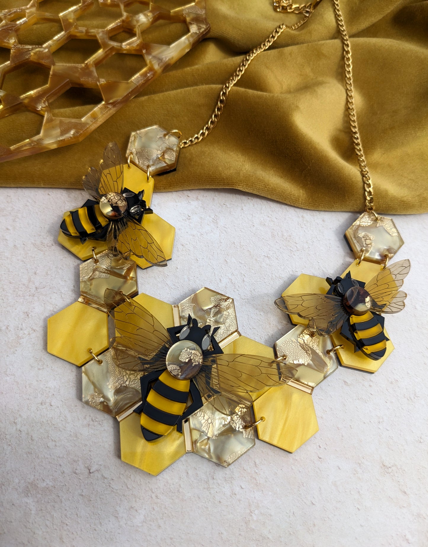 Statement Honey Bee Necklace (featuring in house recycled acrylic) - Last 4, not restocking again!