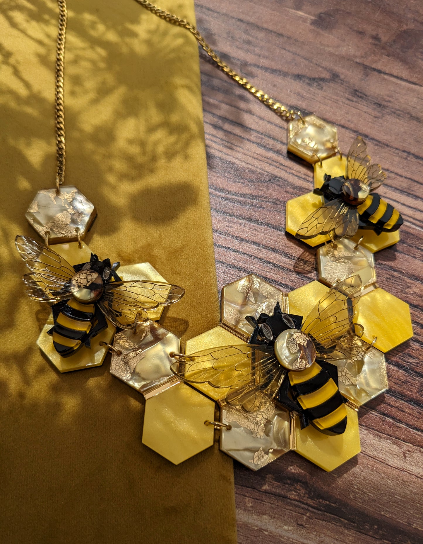 Statement Honey Bee Necklace (new recycled acrylic)