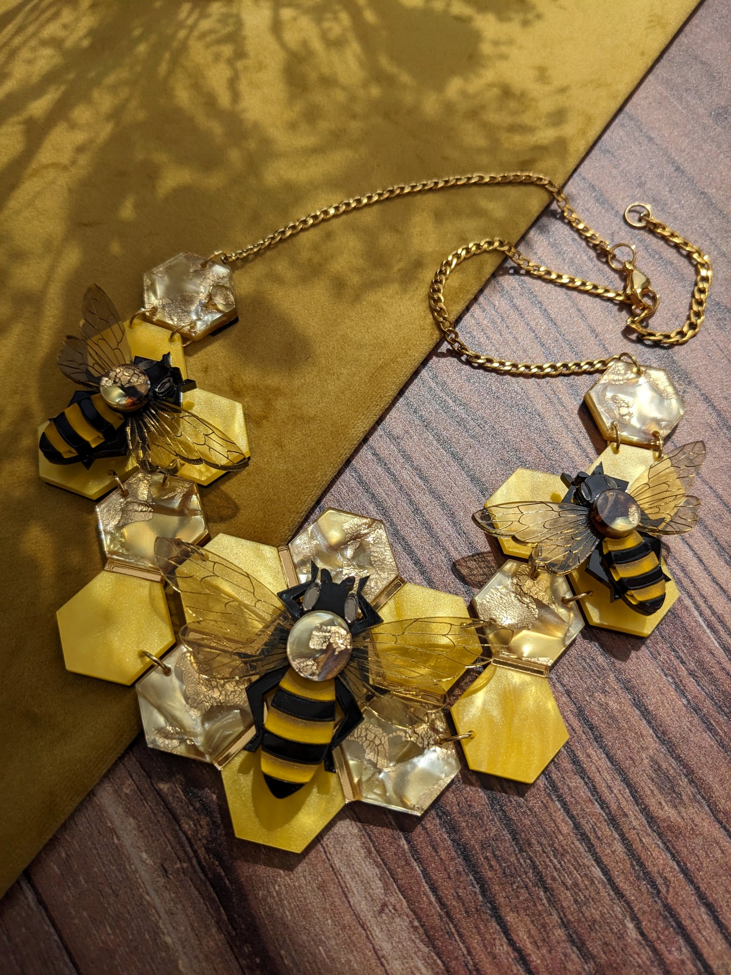 Statement Honey Bee Necklace (featuring in house recycled acrylic) - Last 4, not restocking again!