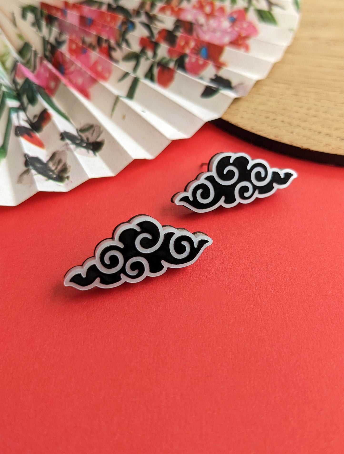 PRE ORDER Chinese Inspired Cloud Studs Black & White (2 types)