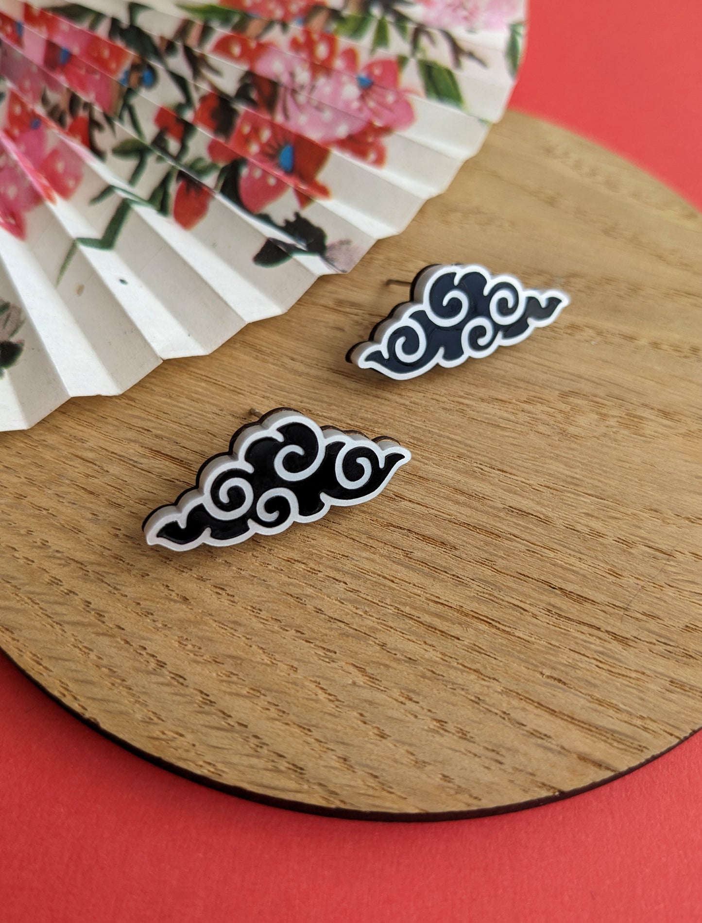 PRE ORDER Chinese Inspired Cloud Studs Black & White (2 types)