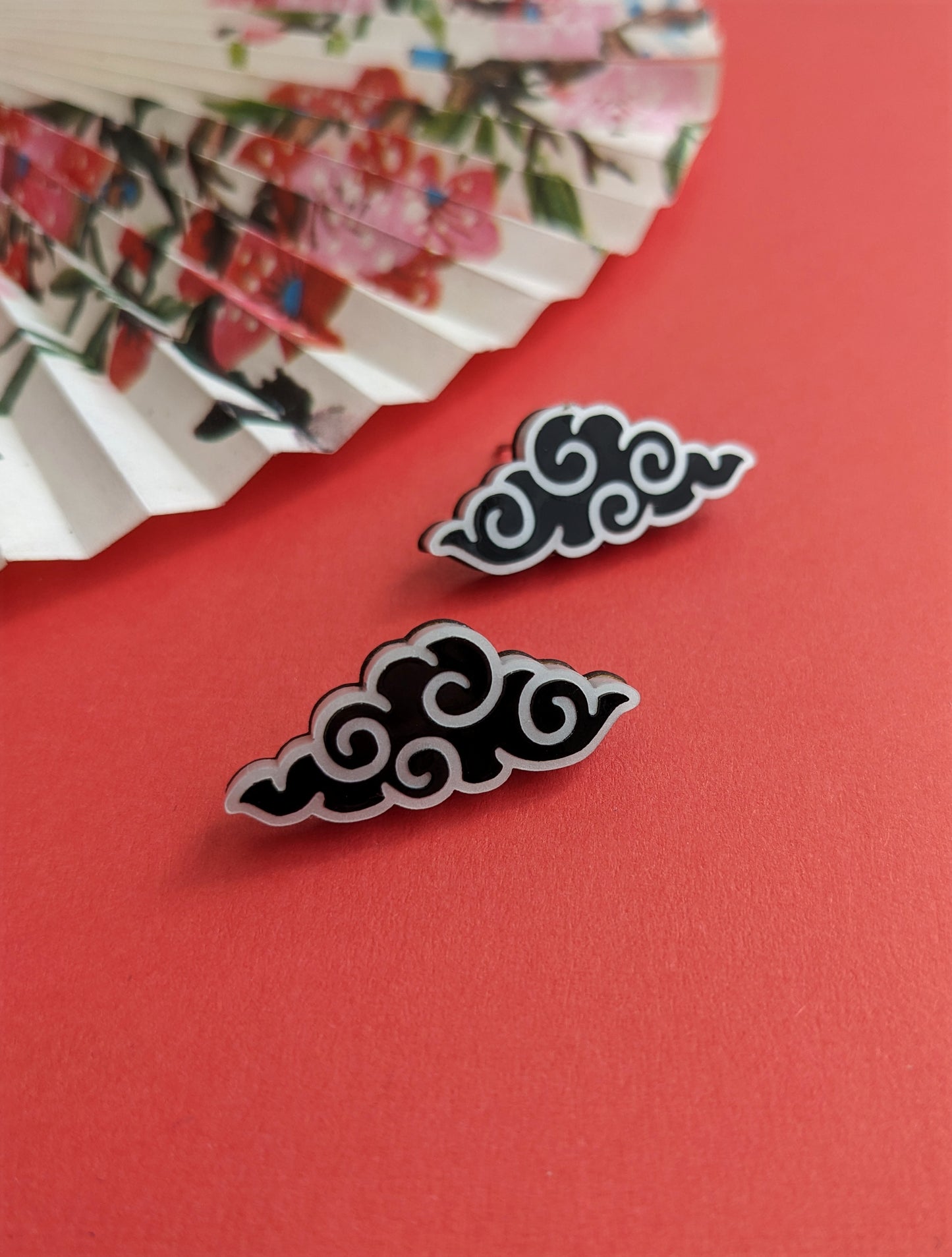 PRE ORDER Chinese Inspired Cloud Studs Black & White (2 types)