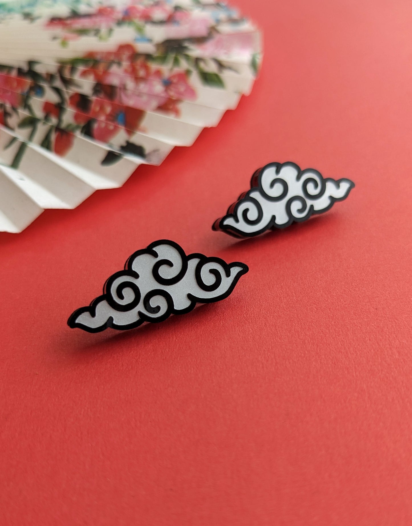 PRE ORDER Chinese Inspired Cloud Studs Black & White (2 types)