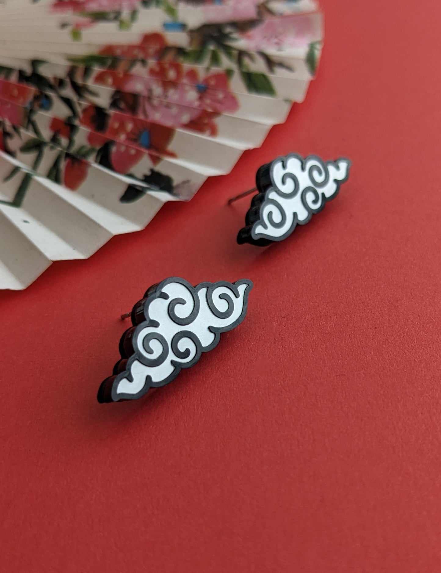 PRE ORDER Chinese Inspired Cloud Studs Black & White (2 types)