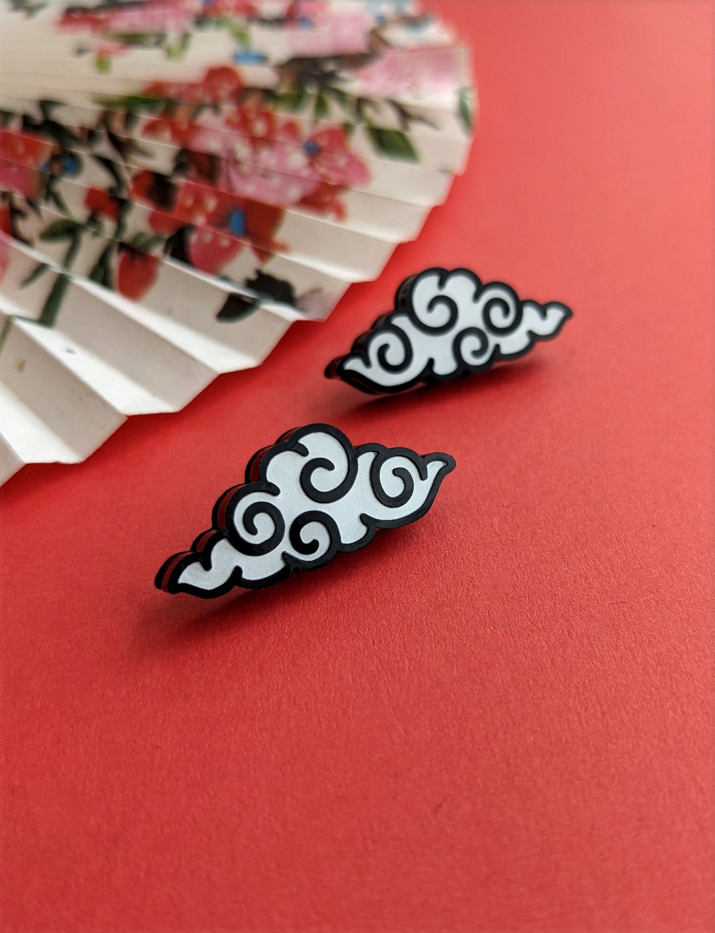 PRE ORDER Chinese Inspired Cloud Studs Black & White (2 types)