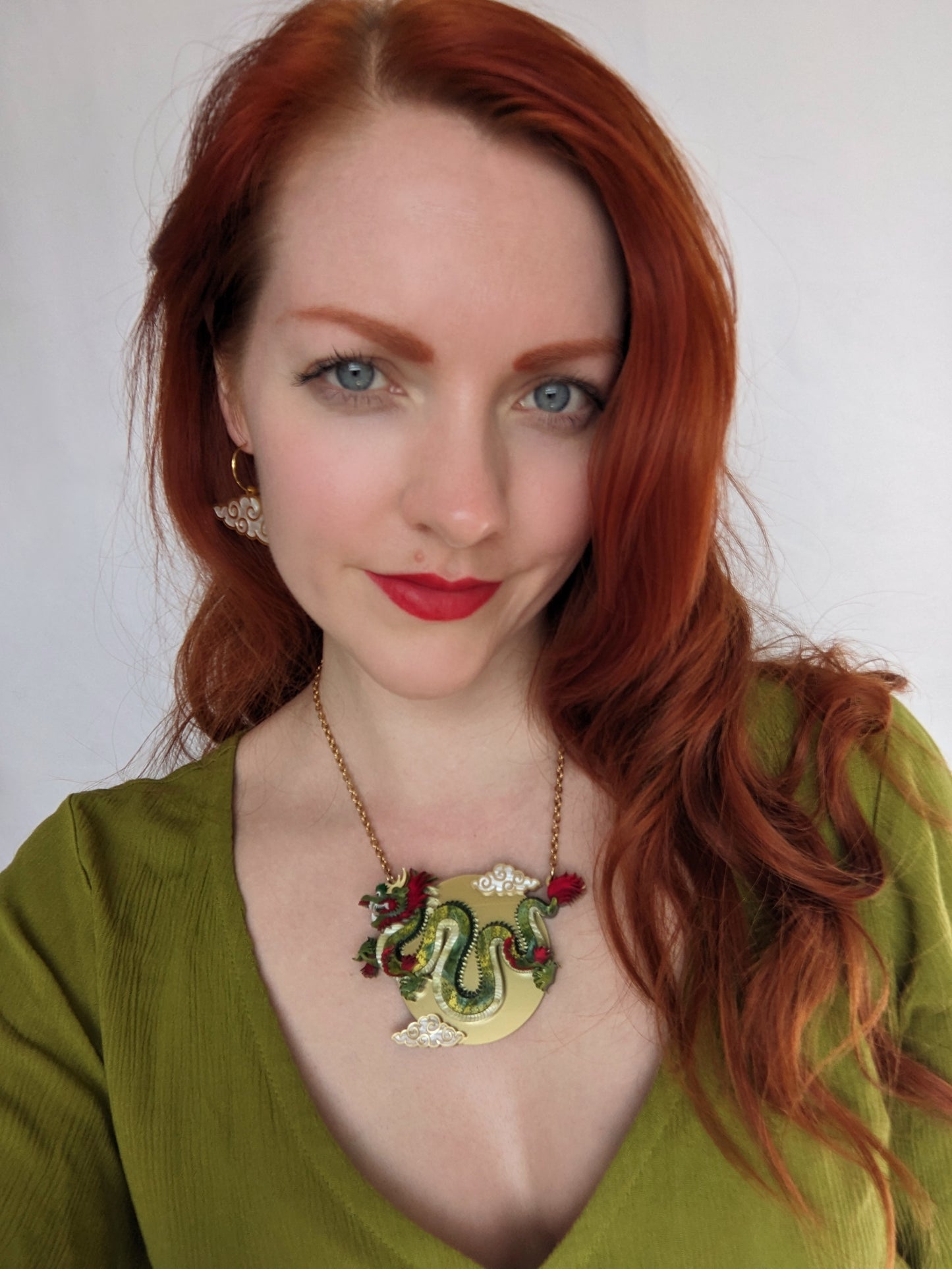 PRE ORDER Chinese Dragon Brooch or Necklace GREEN