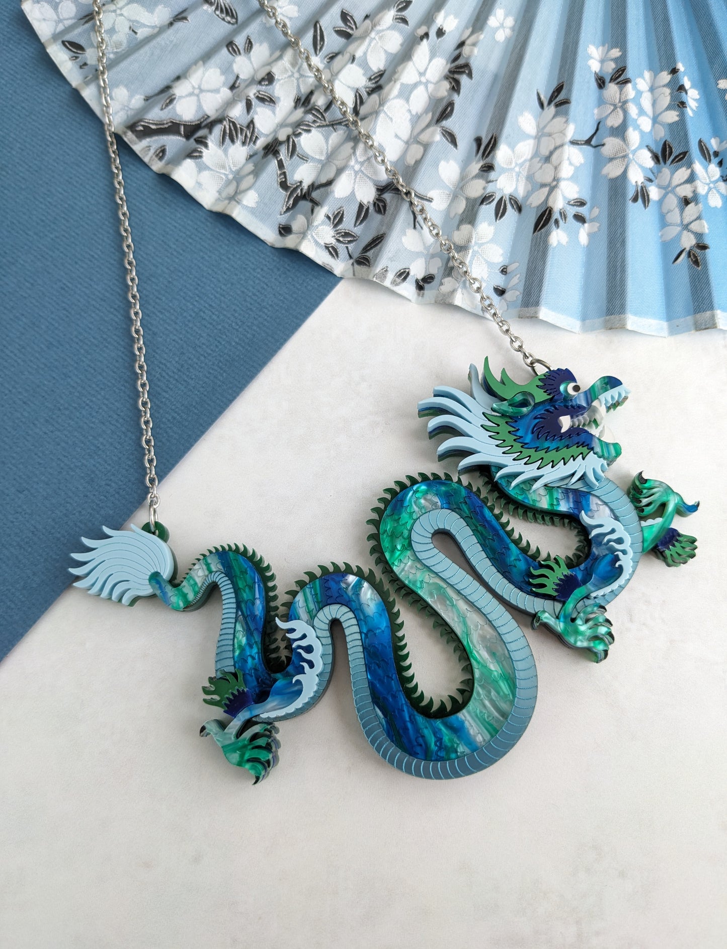PRE ORDER Small Chinese Dragon Necklace BLUE/GREEN