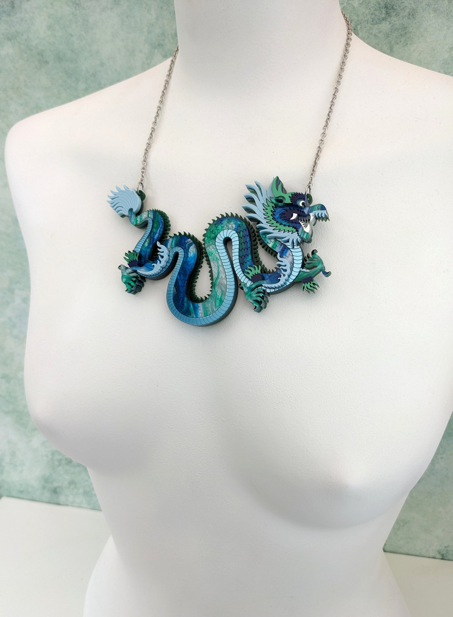 PRE ORDER Small Chinese Dragon Necklace BLUE/GREEN