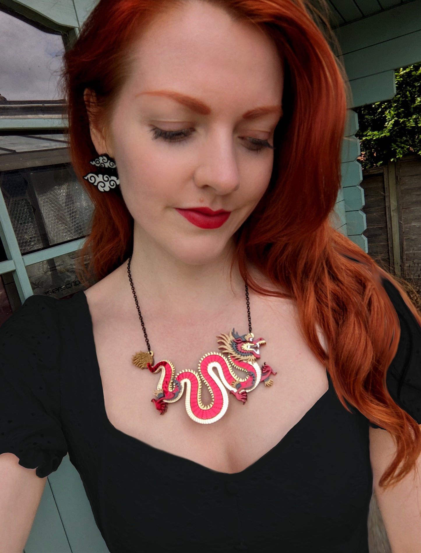 PRE ORDER Small Chinese Dragon Necklace RED