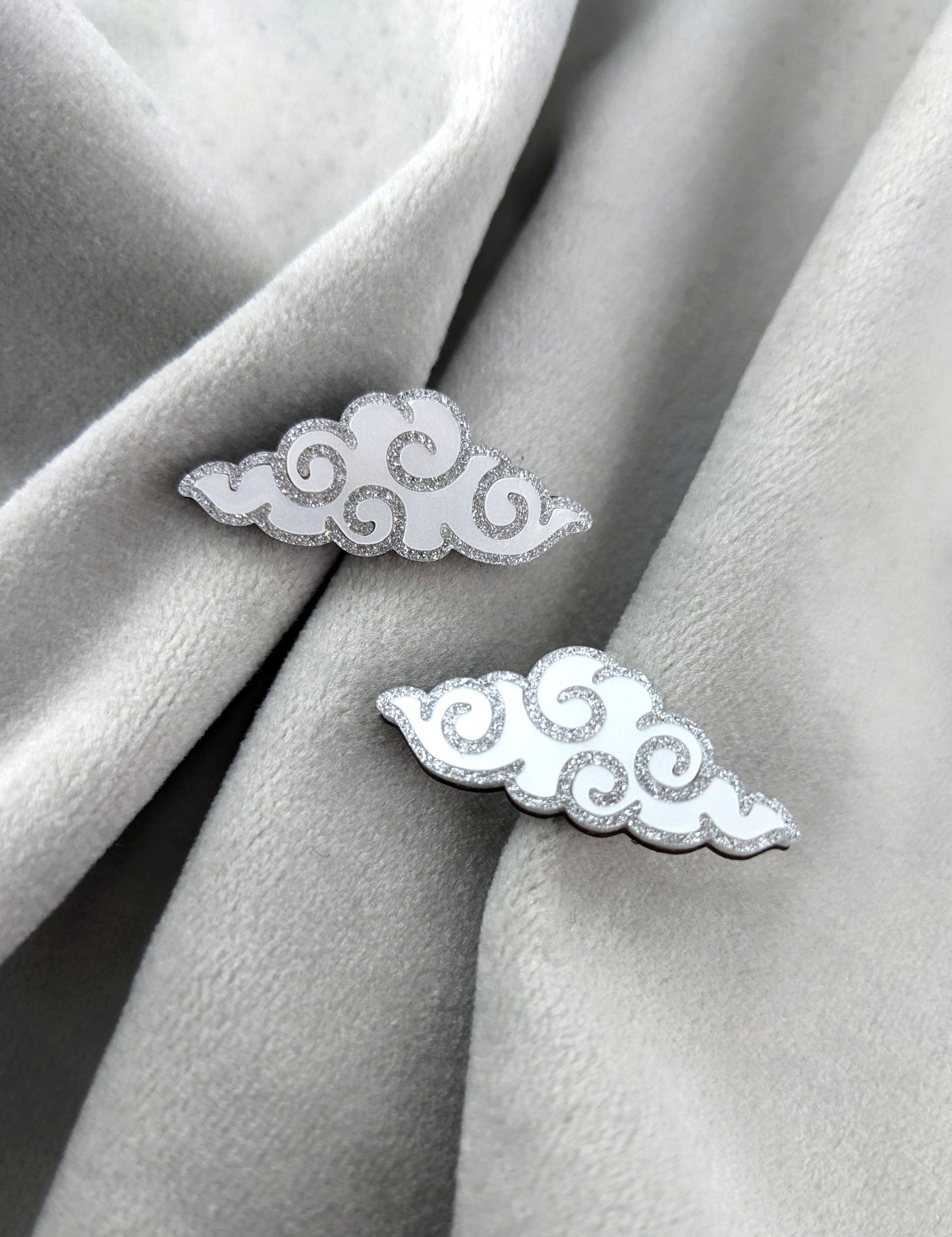 PRE ORDER Chinese Inspired Cloud Studs Silver & White