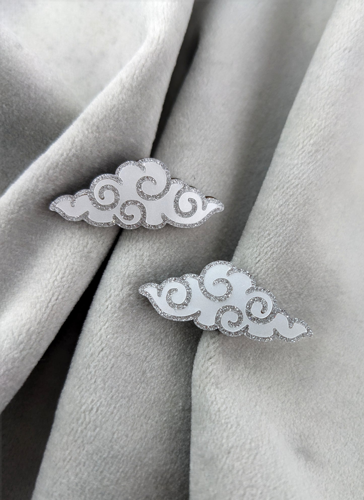 PRE ORDER Chinese Inspired Cloud Studs Silver & White