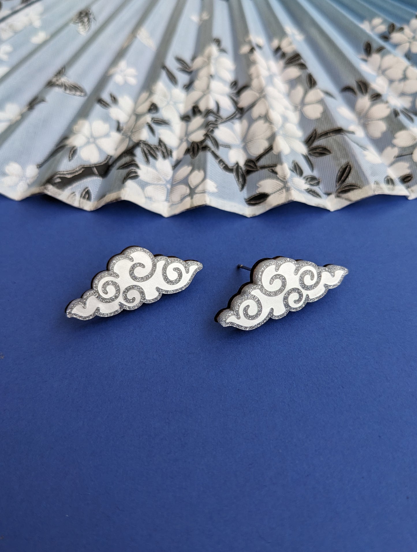 PRE ORDER Chinese Inspired Cloud Studs Silver & White