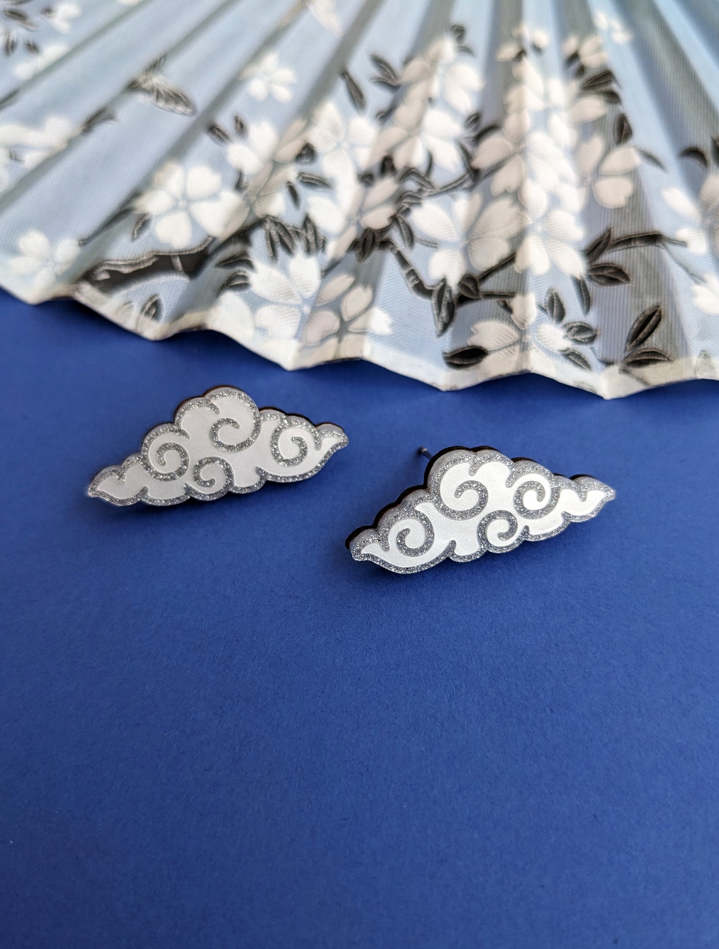 PRE ORDER Chinese Inspired Cloud Studs Silver & White