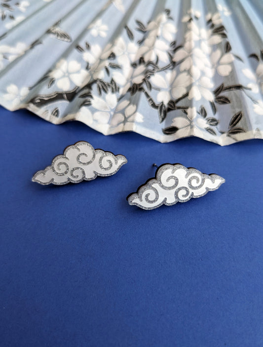 PRE ORDER Chinese Inspired Cloud Studs Silver & White