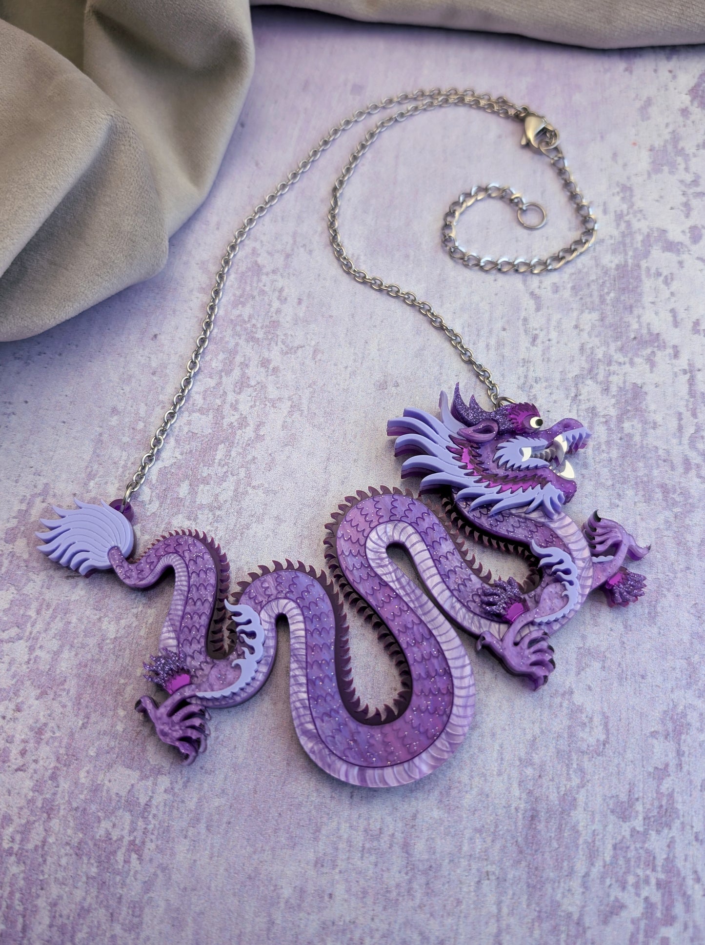 PRE ORDER Small Chinese Dragon Necklace PURPLE
