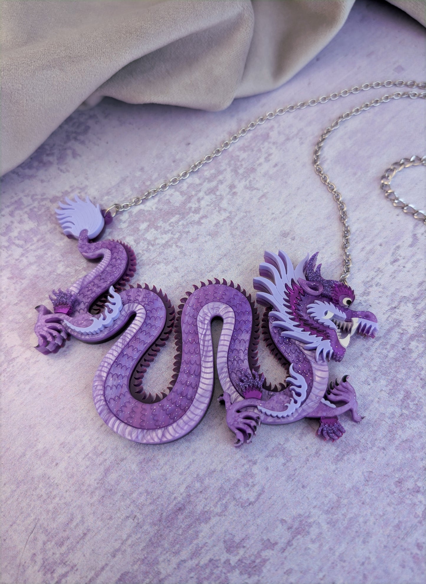 PRE ORDER Small Chinese Dragon Necklace PURPLE