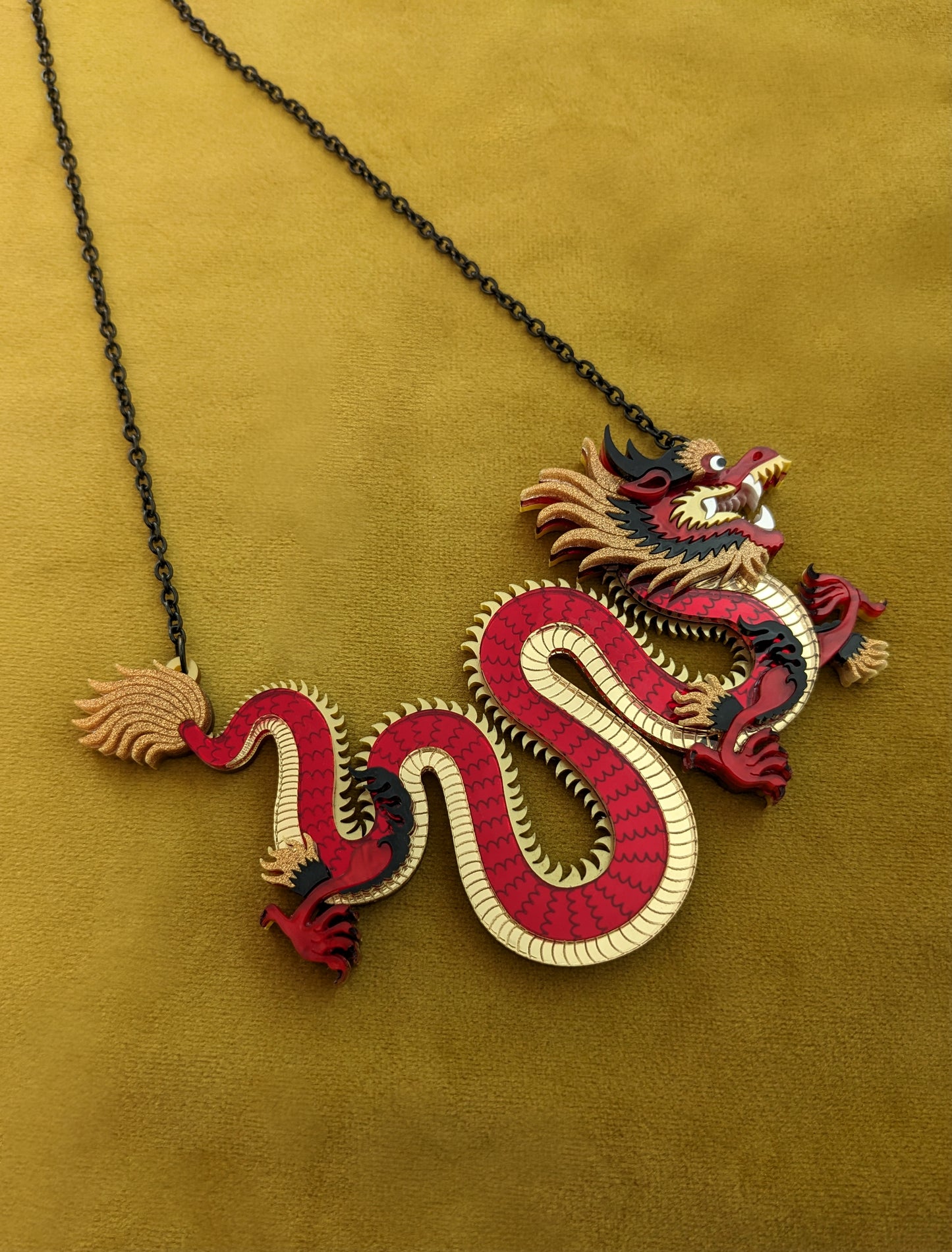 PRE ORDER Small Chinese Dragon Necklace RED
