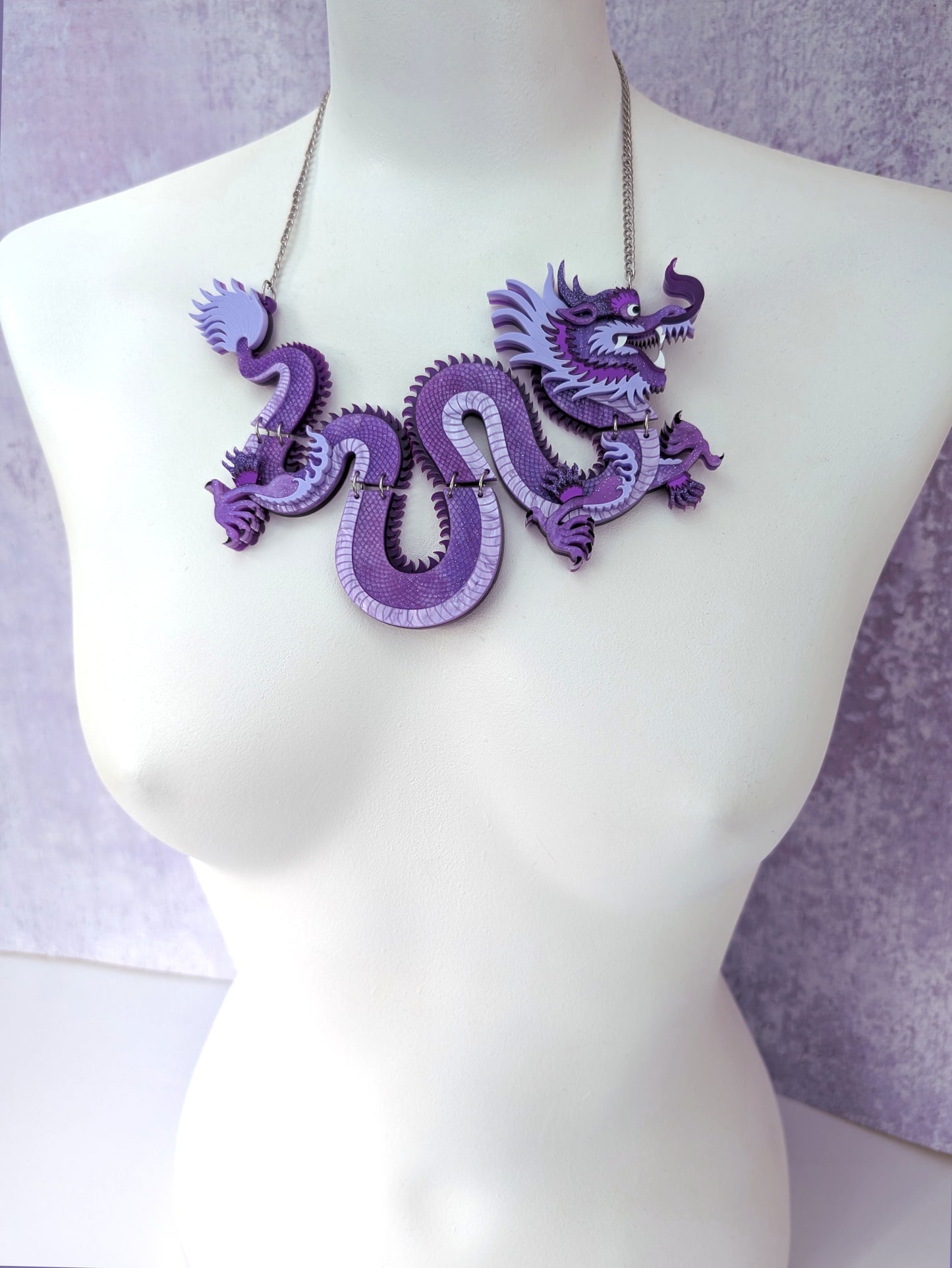 PRE ORDER Statement Chinese Dragon Necklace Without Clouds PURPLE