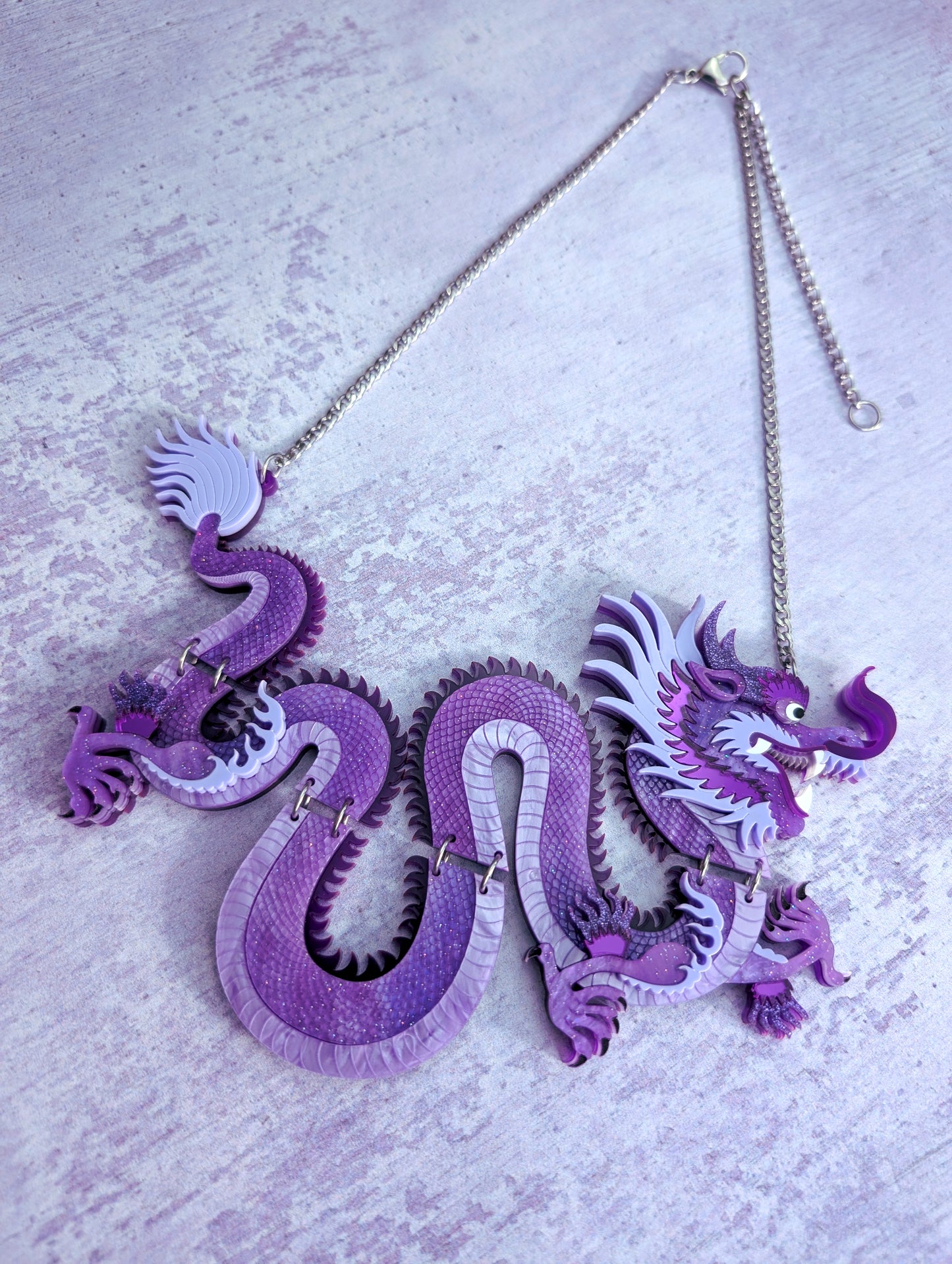 PRE ORDER Statement Chinese Dragon Necklace Without Clouds PURPLE