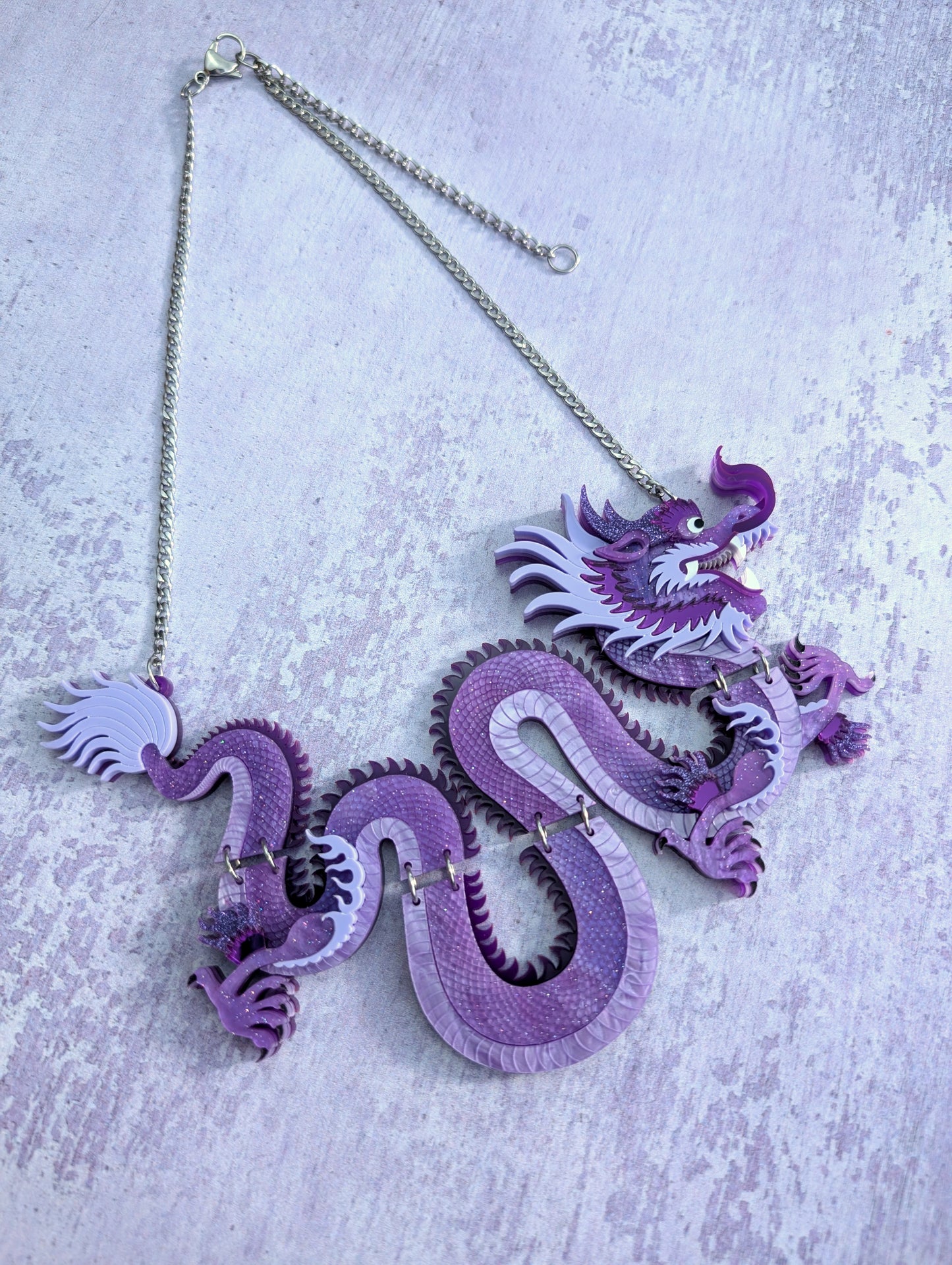 PRE ORDER Statement Chinese Dragon Necklace Without Clouds PURPLE